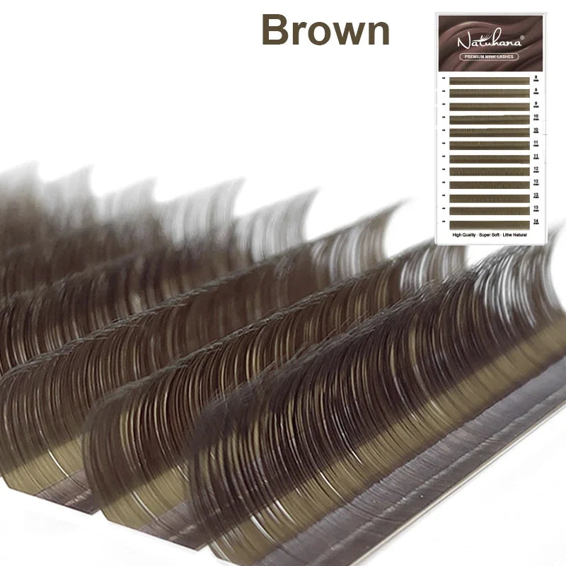 NATUHANA Caramel Colored Lashes | Individual Faux Mink Eyelashes